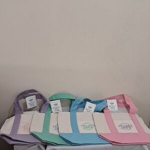 Pastel Trader Joe's Canvas Tote Bag - Pink, Blue, Green, Lavender (Set Of 4)